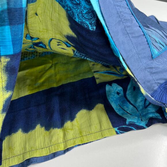 Surya Vintage Jacket Button Up Artsy Multi-Pattern Asian Patchwork Print Size M - Picture 15 of 16